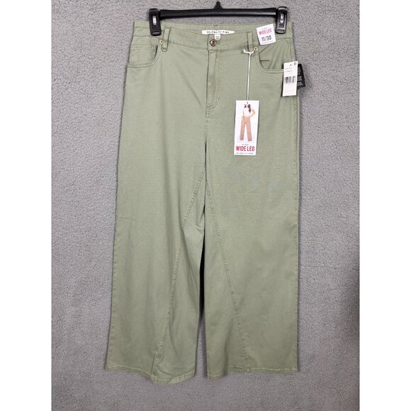 Celebrity Pink Juniors' Slouchy Hi-Rise Wide Leg Pants 11/30 Green Stretchy NWTs - Picture 1 of 8